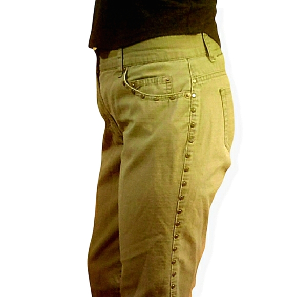 DKNY Studded Crop Khaki Pants - Size 5 - Picture 6 of 12